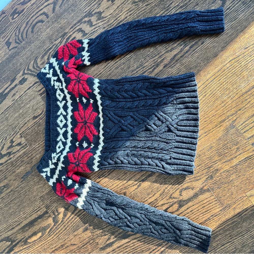 Ralph Lauren Navy and Red Cable Knit Sweater